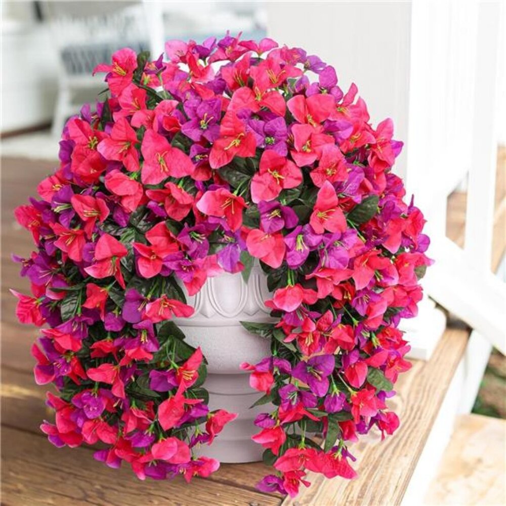 Faux Bougainvillea Artificial Flowers Plants for Outdoor Outside Spring Decor